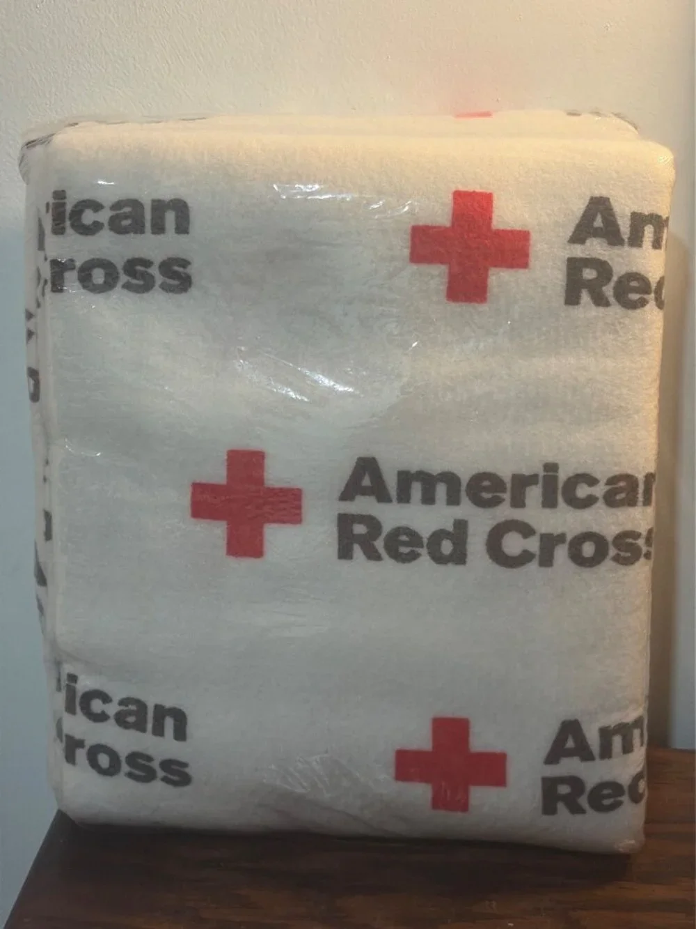 American Red Cross Emergency Fleece Blanket - New & Sealed White Red Cross Logo